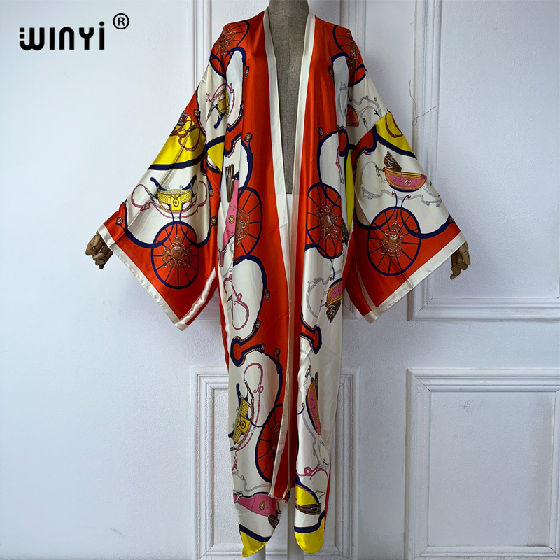 Cover Up Kaftan - WINYI เสื้อคลุมกิโมโนลายโบโฮสำหรับฤดูร้อน เสื้อคาร์ดิแกนผู้หญิง อาบายะห์ ดูไบ ชุดคลุมชายหาดสุดหรู