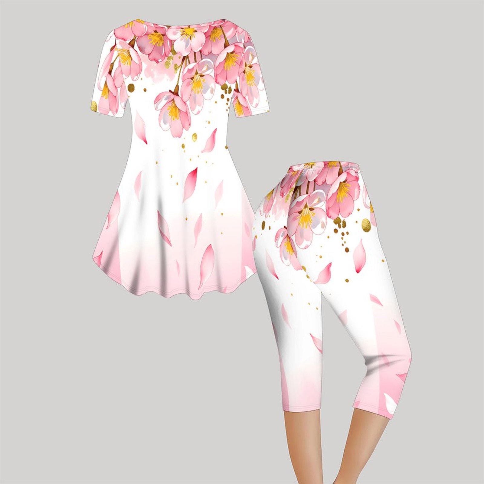 ชุดเซ็ตสองชิ้นลายวินเทจ 2 ชิ้น - Romper Floral Print บทวิจารณ์และราคา