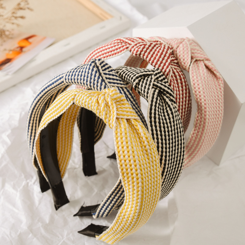 ที่คาดผมลายตารางขอบกว้าง ที่คา - Headband Summer Knit บทวิจารณ์และราคา