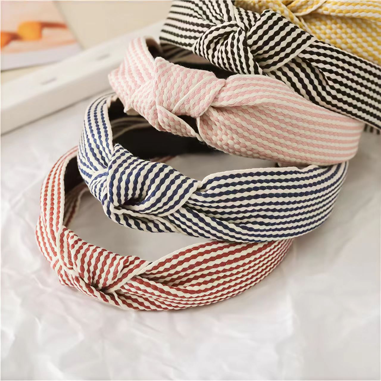 ที่คาดผมลายตารางขอบกว้าง ที่คา - Headband Summer Knit บทวิจารณ์และราคา