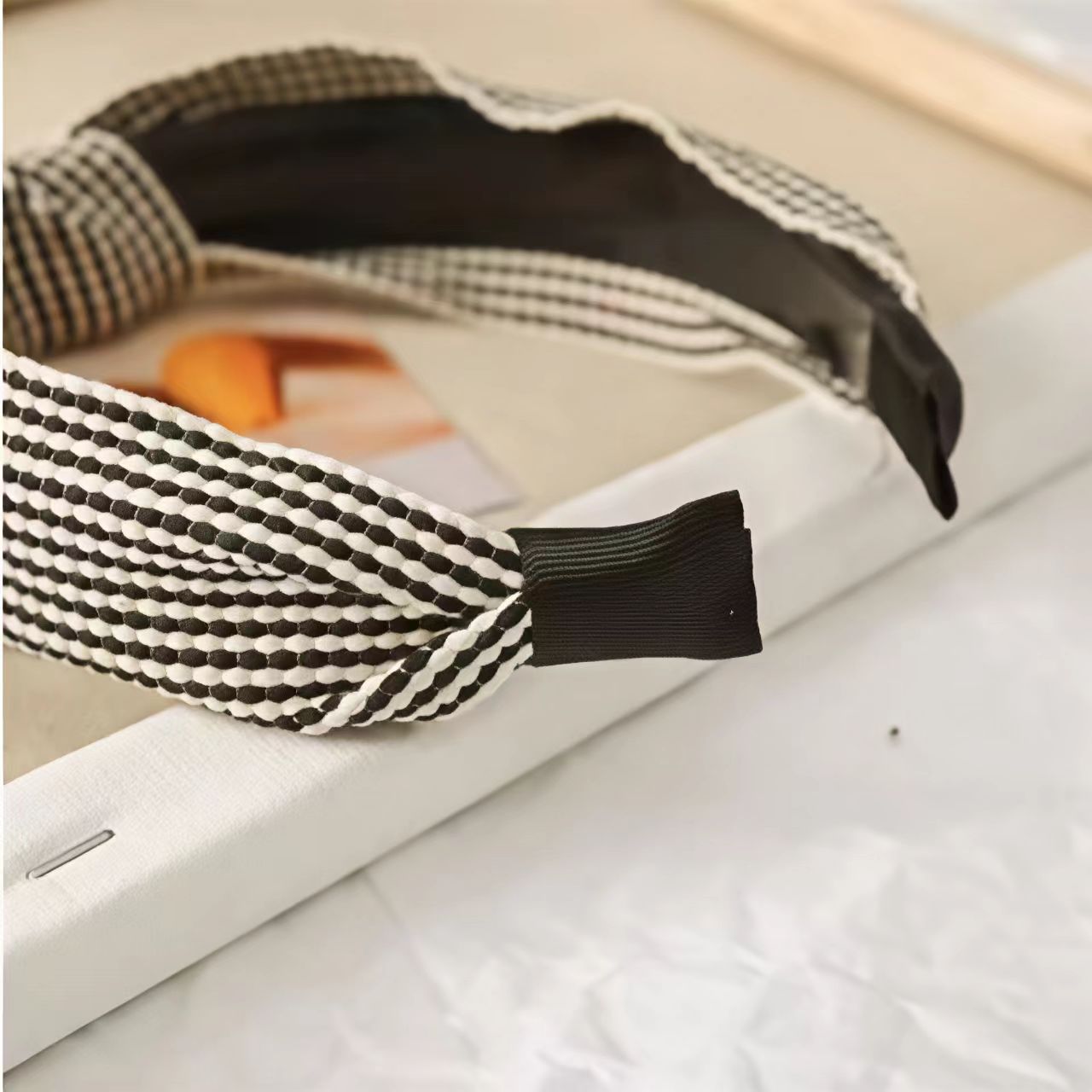 ที่คาดผมลายตารางขอบกว้าง ที่คา - Headband Summer Knit บทวิจารณ์และราคา
