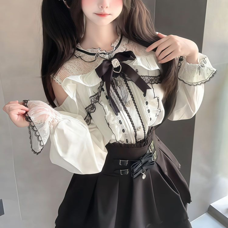 ชุดสไตล์โลลิต้า ยุค Y2K แบบกอธ - Blouse Off Shoulder บทวิจารณ์และราคา