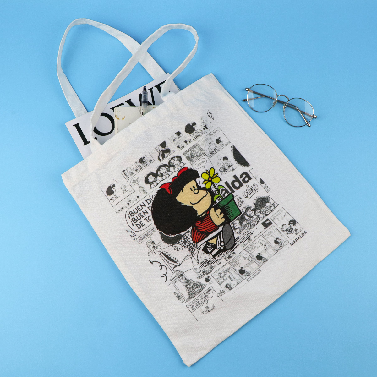 กระเป๋าผ้าแคนวาสแฟชั่น ลายการ์ - Tote Bag Beach บทวิจารณ์และราคา
